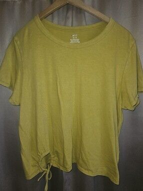 aerie Yellow Short Sleeve Drawstring Hem Tee